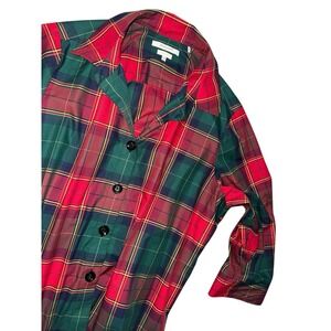 Foxcroft Wrinkle- Free Red Green Tartan Plaid Dress‎ Shirt Women's Plus Size 22W